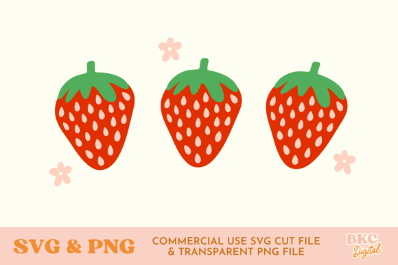Download Strawberries &amp; Flowers SVG &amp; PNG - Strawberries Collection