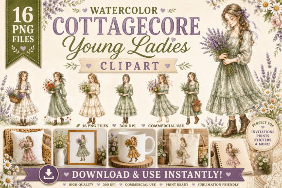 Download Cottagecore Young Ladies Clipart - Young Collection