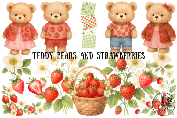 Download Teddy Bears and Strawberries - Png &amp; Pdf - Strawberries Collection