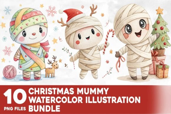 Download Christmas Mummy Watercolor Bundle - Premium Resources