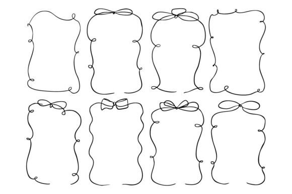 Download Cute Hand Drawn Ribbon Bow Frame Label - Ribbon bow frame Collection