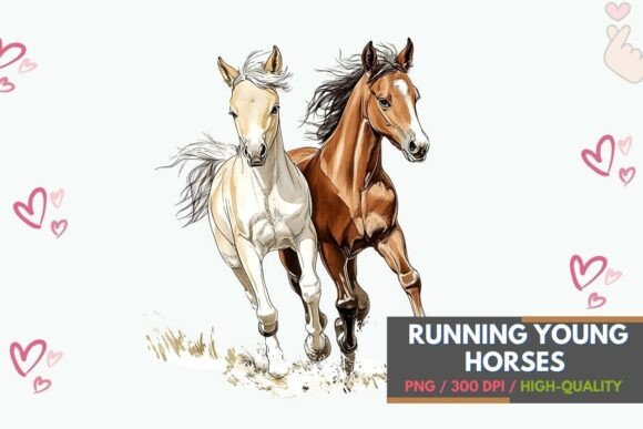 Download Running Young Horses Sublimation Art - Young Collection